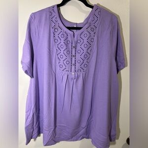 NTW Woman Within Purple Short Sleeve Top